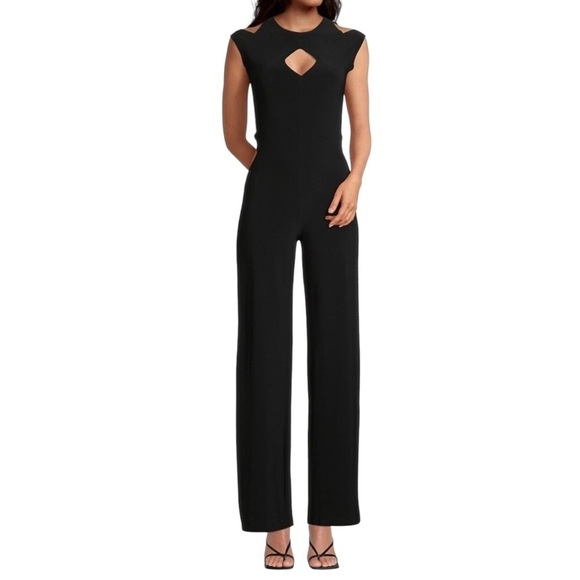 Norma Kamali Sleeveless Cut Out Jumpsuit Black Size Large Cut Out Accents - Picture 2 of 10